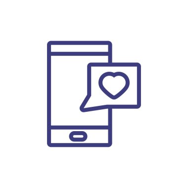 kalp iletişim balonu ve akıllı telefon vektör tasarımı