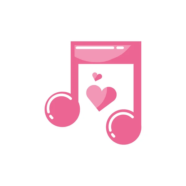 Isolated hearts and music note vector design — Stock Vector