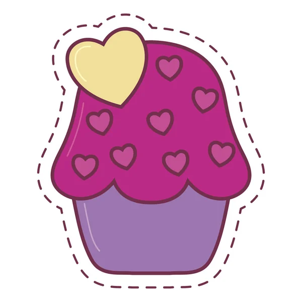 Geïsoleerd hart over cupcake vector ontwerp — Stockvector