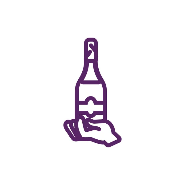 Mano aislada con diseño de vector de botella de vino — Vector de stock