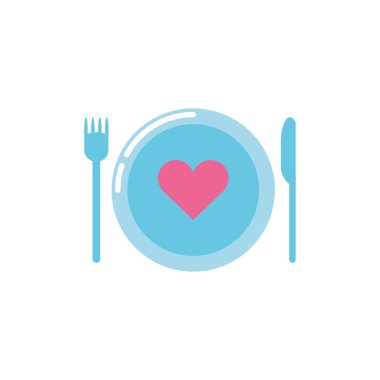 İzole kalp ve yemek tabağı tasarımı