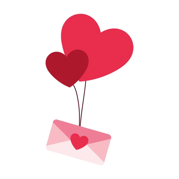 Srdce s obálkou, design na valentýnské přání — Stockový vektor
