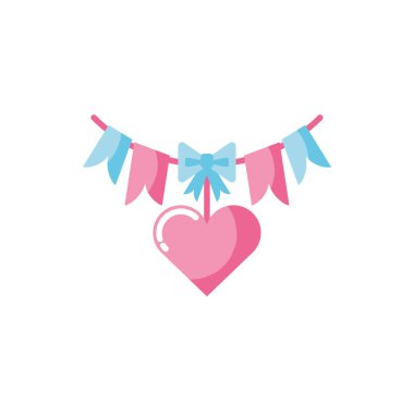 İzole kalp ve bayrak vektör tasarımı