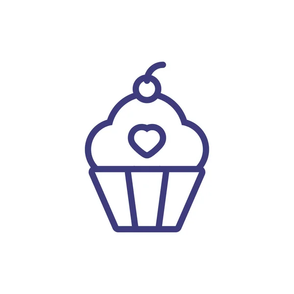 Cupcake isolé avec motif vecteur coeur — Image vectorielle