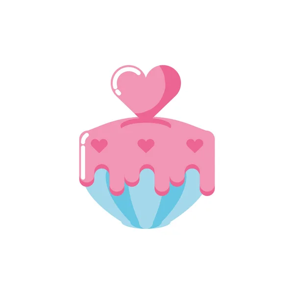 Coração isolado sobre design vetorial cupcake — Vetor de Stock