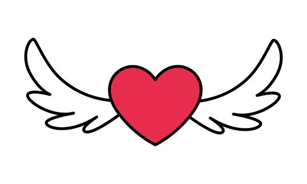 Καρδιές με φτερά, σε λευκό φόντο — Διανυσματικό Αρχείο
