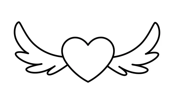 Hearts with wings on white background — Stock Vector