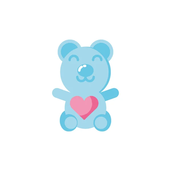 Urso isolado com desenho de vetor cardíaco — Vetor de Stock