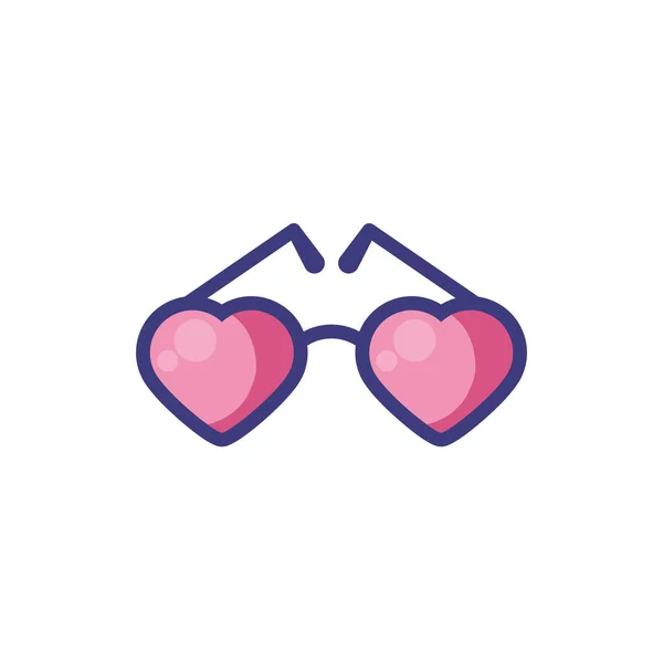 Corações isolados óculos design vetorial — Vetor de Stock