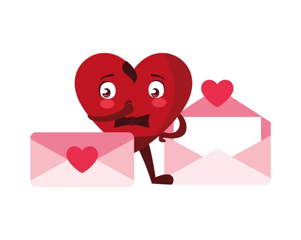 Kalp kırmızısı, eller ve zarf, Sevgililer Günü kartı, afiş, poster, broşür, baskı için tasarım — Stok Vektör