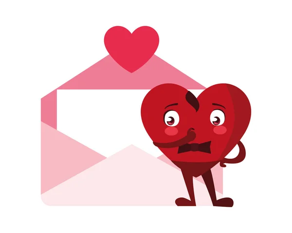 Herz rot mit Händen und Umschlag, Design für Valentinstag-Karte, Banner, Plakat, Flyer, Broschüre, Druck — Stockvektor