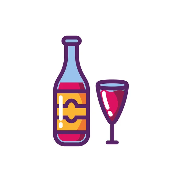 Coupe de vin isolée et conception de vecteur de bouteille — Image vectorielle