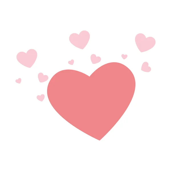 Corações vermelhos no fundo branco, cartão dia dos namorados — Vetor de Stock