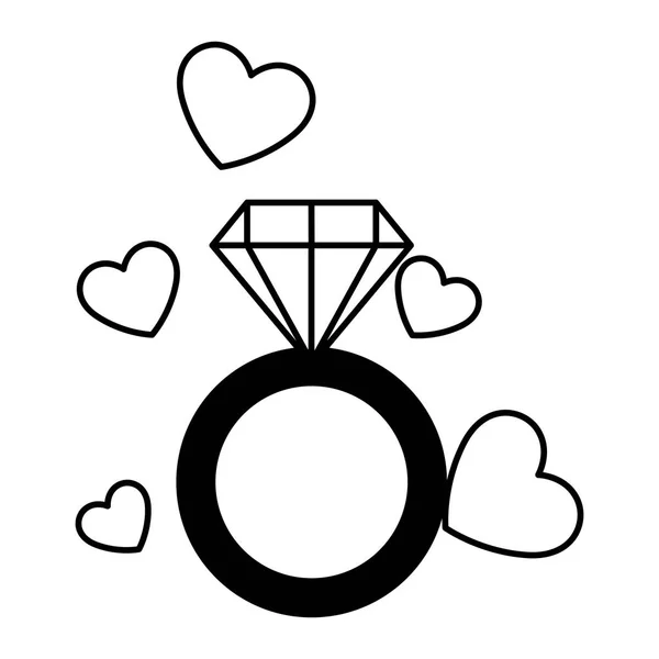 Diamond engagement ring, valentines day — Stock Vector