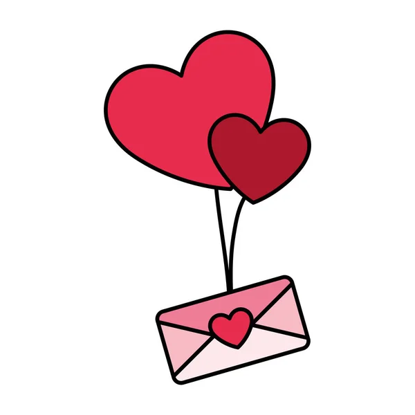 Καρδιά με φάκελο, σχέδιο για κάρτα ημέρα του Αγίου Βαλεντίνου — Διανυσματικό Αρχείο