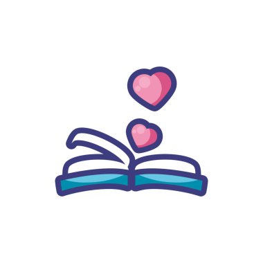 Ayrı kalpler ve açık kitap vektör tasarımı