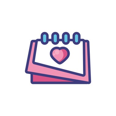 Kalp vektör tasarımlı izole takvim