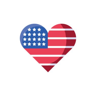 İzole edilmiş ABD bayrağı kalp vektör tasarımı