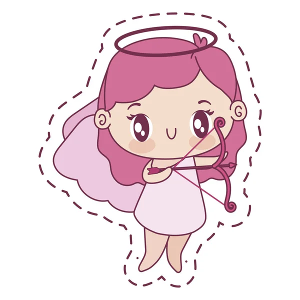 Menina isolada cupido desenho vetorial cartoon — Vetor de Stock