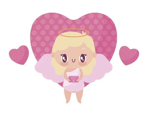 Chica aislada diseño de vectores de dibujos animados Cupido — Vector de stock