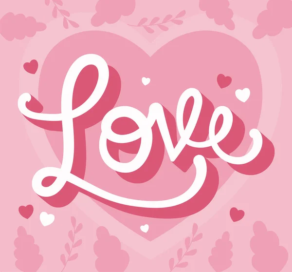 Amour coeur et feuilles vectoriel design — Image vectorielle