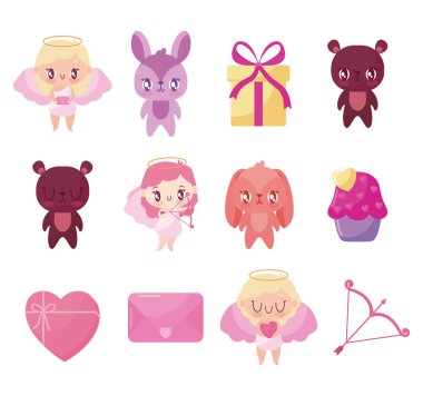 Aşk ve mutlu sevgililer günü ikonu vektör dizaynı