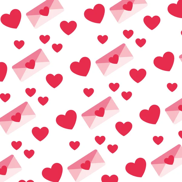 Vzor obálky se srdcem, Valentýn — Stockový vektor