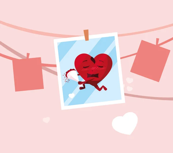 Heart red with hands, card valentines day — 스톡 벡터