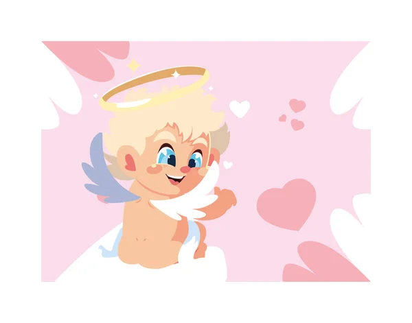 Bonito cupido anjo, dia dos namorados — Vetor de Stock