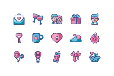 Aşk ve sevgililer günü ikonu vektör dizaynı