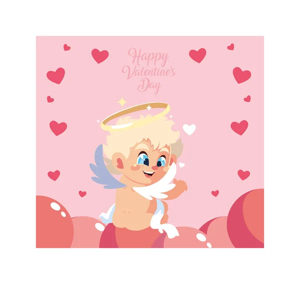 Tarjeta de felicitaciones para el día de San Valentín, dulce ángel Cupido — Archivo Imágenes Vectoriales