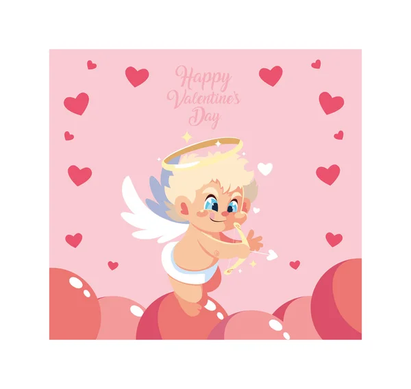 Tarjeta de felicitaciones para el día de San Valentín, dulce ángel Cupido — Archivo Imágenes Vectoriales