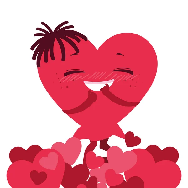 Coração vermelho com as mãos, cartão dia dos namorados — Vetor de Stock