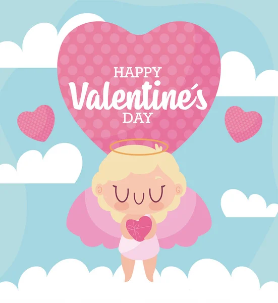 Happy Valentines Day Cupid cartoon vector design — стоковый вектор
