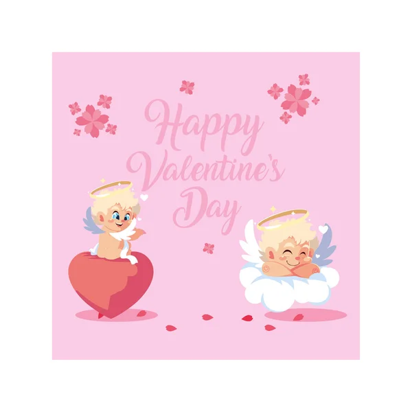 Üdvözlőlap Valentin napra, édes Ámor angyal — Stock Vector