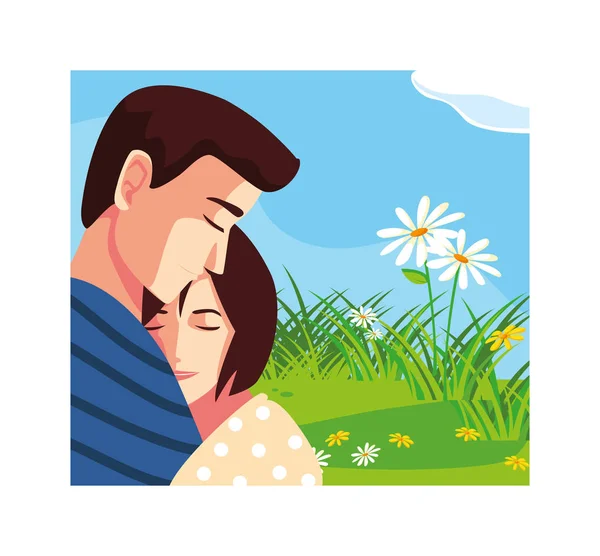 Greetings card for valentines day, couple in love — Stock Vector