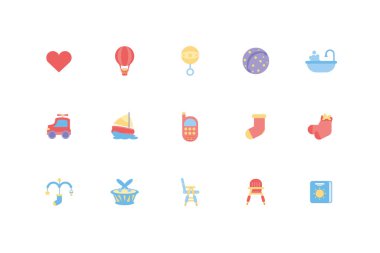 Ayrı bebek nesneleri ve oyuncak ikonu vektör dizaynı