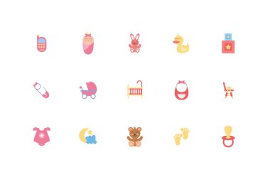Ayrı bebek nesneleri ve oyuncak ikonu vektör dizaynı
