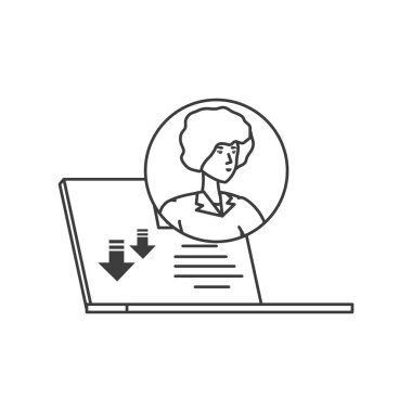 Dizüstü bilgisayarı olan hoş bir genç kadın.