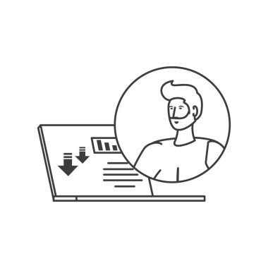 Dizüstü bilgisayarı olan genç adam avatarı