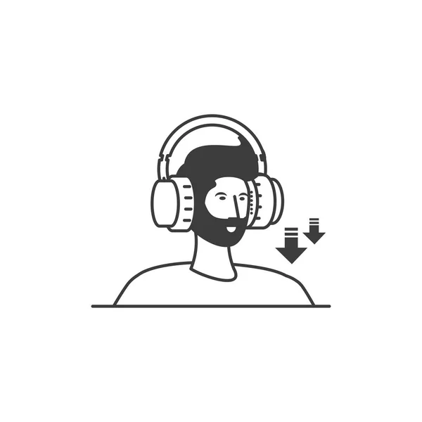 Jeune homme avec technologie écouteurs — Image vectorielle
