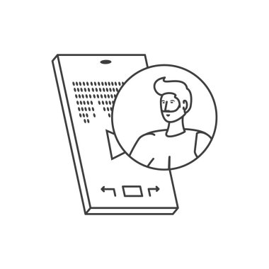 Akıllı telefon karakterli genç bir adam.