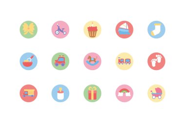 Ayrı bebek nesneleri ve oyuncak ikonu vektör dizaynı