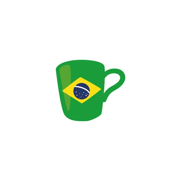 Desenho isolado do vetor da caneca da bandeira do brasil — Vetor de Stock