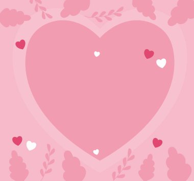 Pembe kalp vektör tasarımını seviyorum