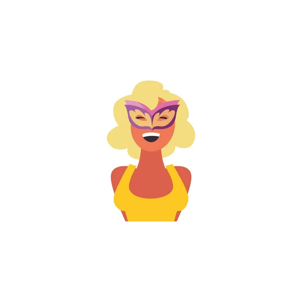 Isolated woman with party mask vector design — 스톡 벡터