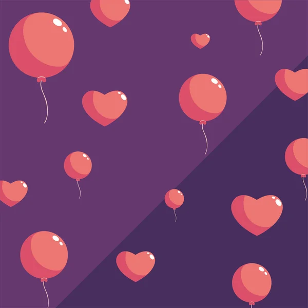 Amour rose coeurs ballons vecteur design — Image vectorielle