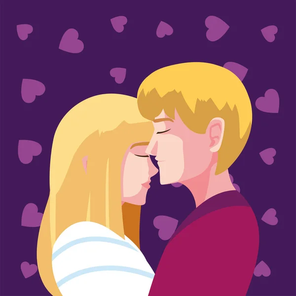 Woman and man couple hugging vector design — Stock Vector