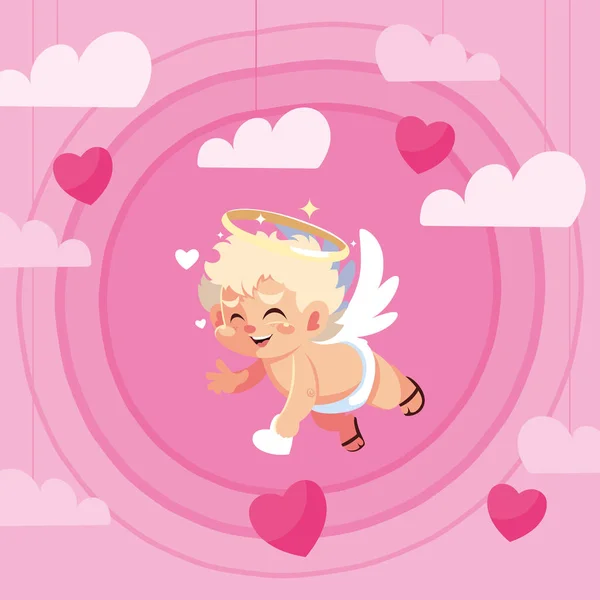 Love cupid cartoon and clouds vector design — 스톡 벡터