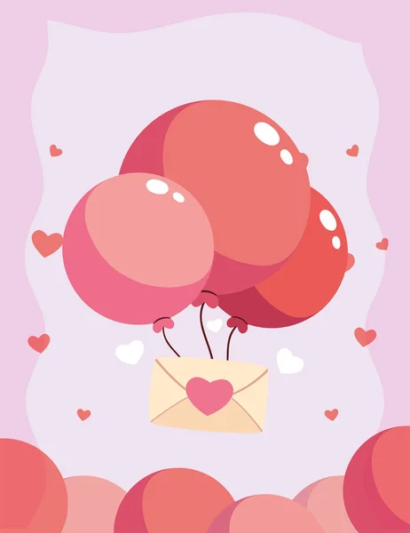 Love message with balloons vector design — Stockový vektor